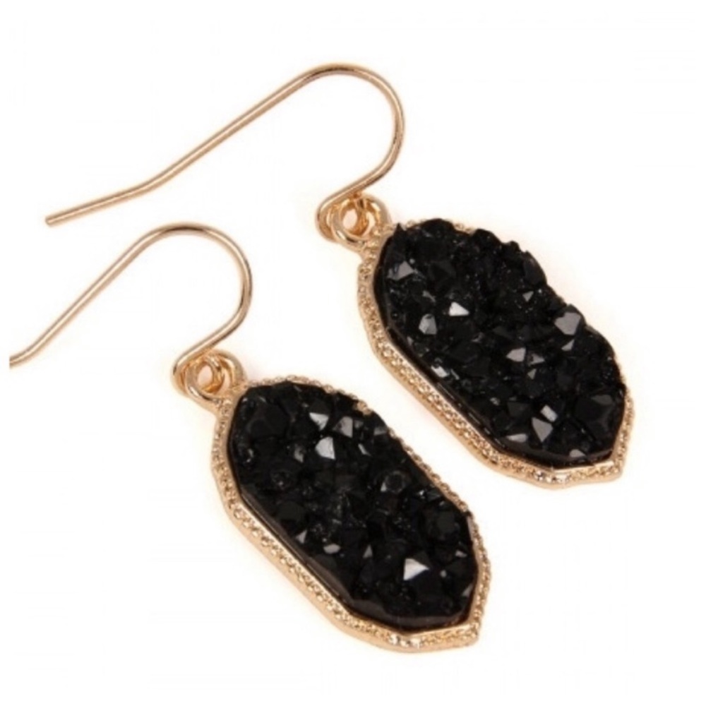 Black druzy earrings